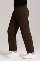Loose Bottom Cotton Cargo - Brown - Drizzle.pk